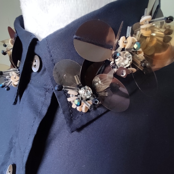 J. Crew Collection Perfect Shirt with Embellished Collar - Picture 3 of 4